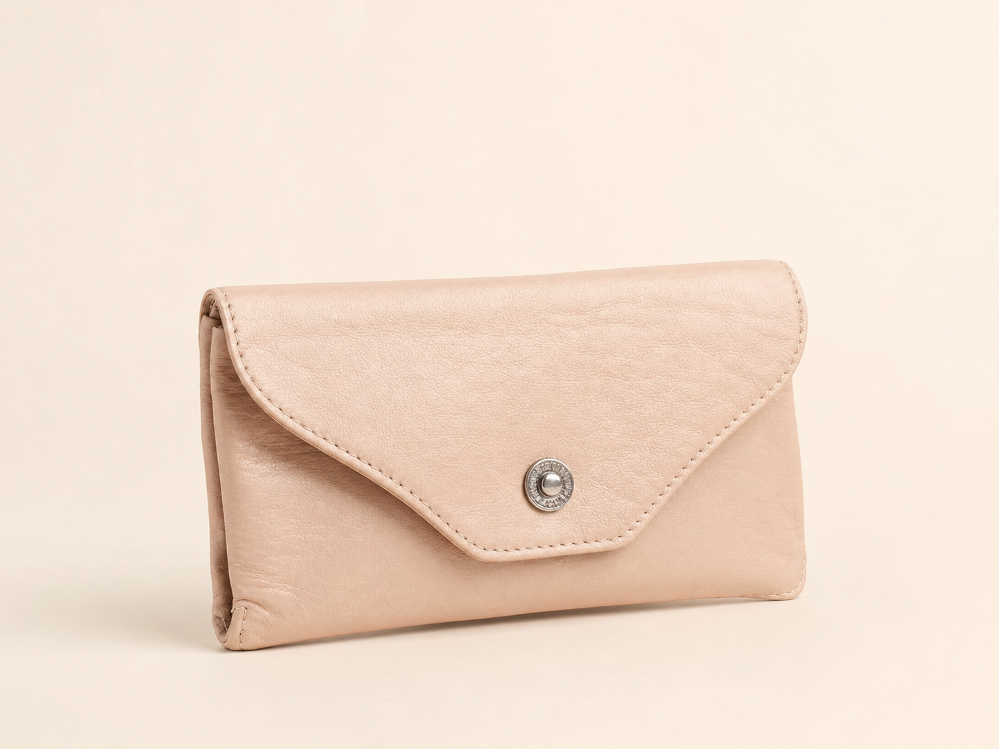 Blush leather flap clutch